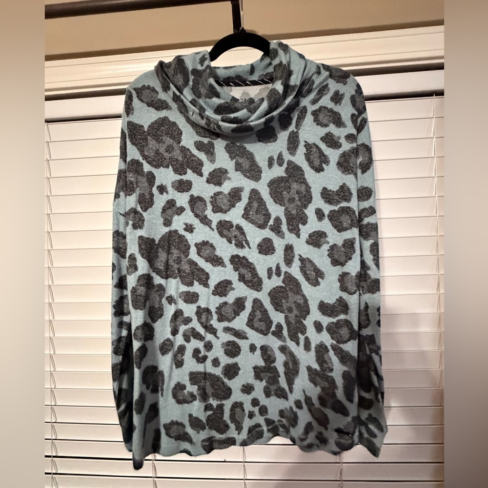 Marc New York Gray and Blue Cowl Neck Sweater